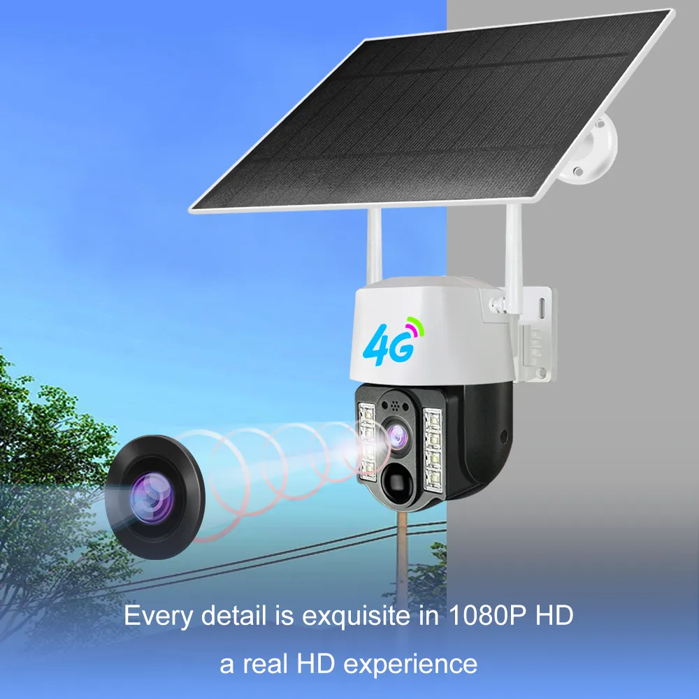 WiFi PTZ Outdoor 1080P Solar Camera 360 Battery Power Security CCTV IR Night Vision Outdoor Surveillance Camera Wireless