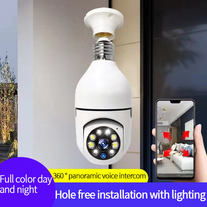 V380 Surveillance Security Night vision E27 Light Bulb Wireless Wifi Memory Card 2MP Camara Outdoor Cameras Bulb With Camera