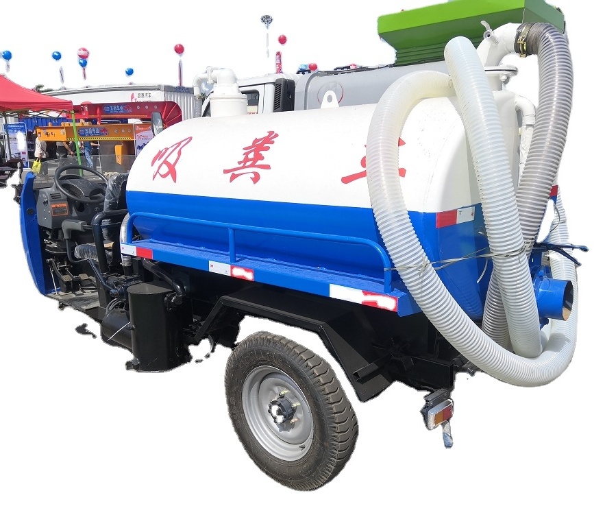 Chinese small diesel tricycle mini  vacuum sewage suction  truck