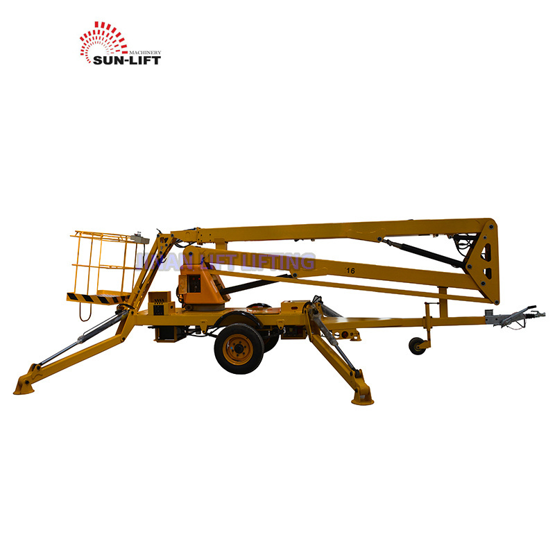 Mobile electric small cherry picker for sale trailer boom lift towable articulated spider lift with 360 degree rotation