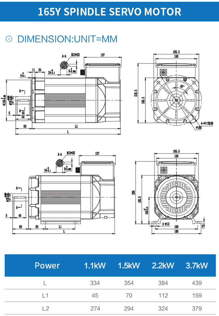 mige 2.2kw 3.7kw 8000rpm high torque servo motor kits cnc spindle servo motor for cnc drive ac Servo high torque spindle Motor