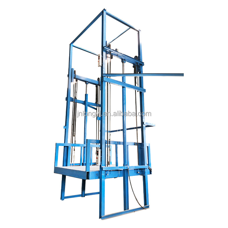 1- 5 Ton Lift 3- 20m Easy Assembled Warehouse Loading Cargo Lift Hydraulic Steel Frame Goods Elevator