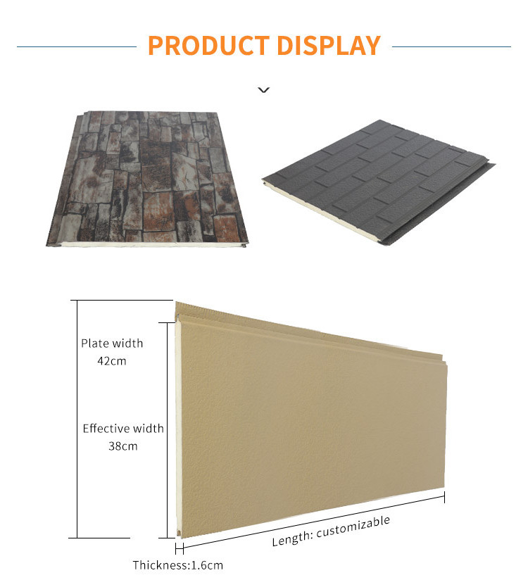 Thermal Insulation Decorative Prefabricated Exterior Metal Siding Wall Panel/PU Polyurethane Sandwich  Panel Price