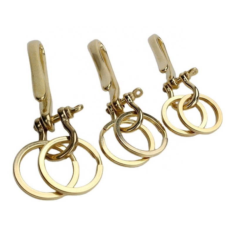 Solid brass Adjustable Bow Shackle key chain leather belt dee shackle brass clevis shackle