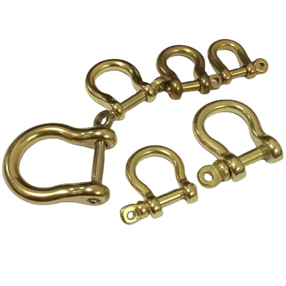 Solid brass Adjustable Bow Shackle key chain leather belt dee shackle brass clevis shackle