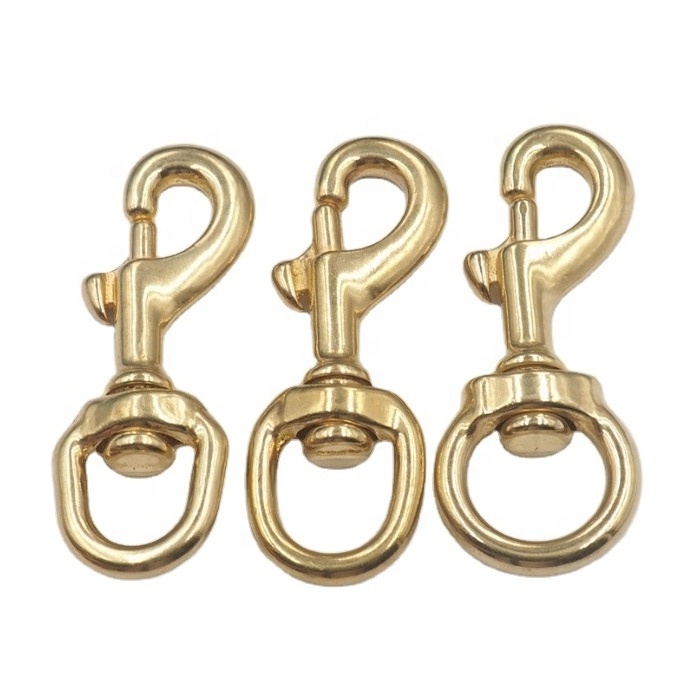 Heavy Duty solid brass safety snap hook clip eye bolted bull brass swivel spring snap hook for bull