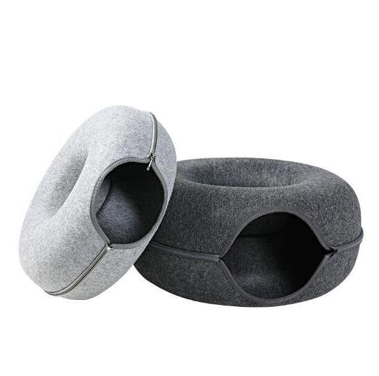 Luxury pet beds & accessories Scratch Resistant Detachable and Washable Large donut Cat tunnel Nest pet beds