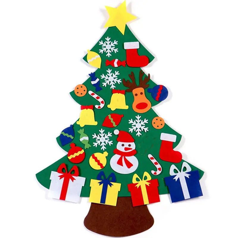 Upgraded Handmade Wall Hanging DIY Felt Christmas Tree Home Decoration 3D Felt Craft Kits Christmas Tree Set