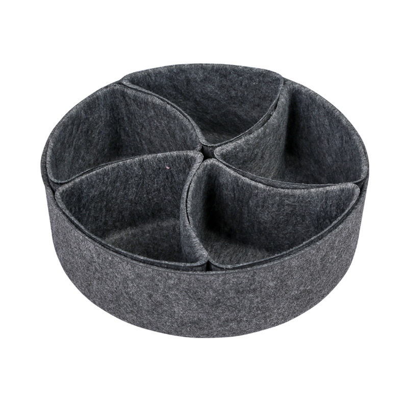 multi-functional Felt storage box round 6 piece set desktop organizer box