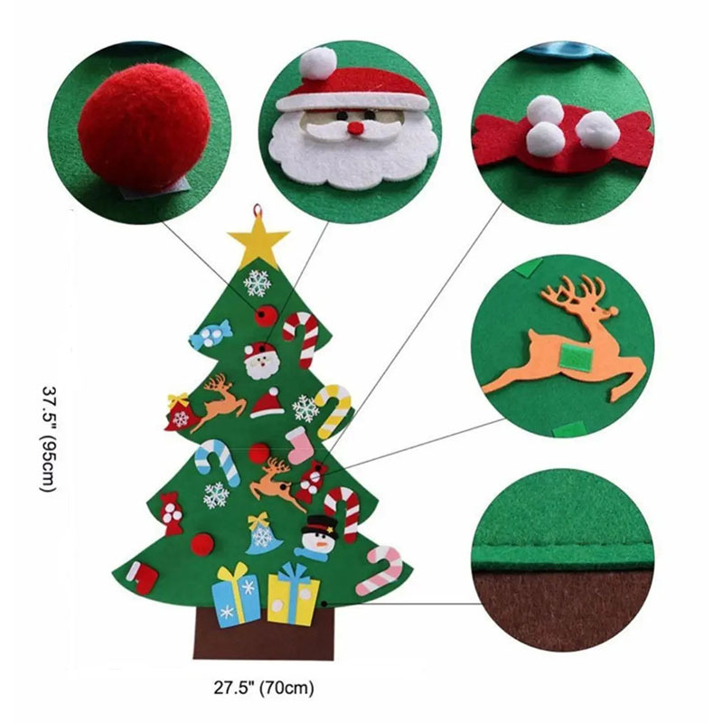 Wall hanging felt xmas tree DIY Felt Christmas Tree Xmas Gifts Kids Christmas Decorations with Hanging Ornaments