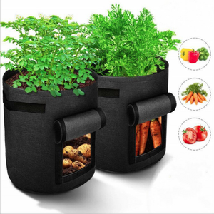 Large 3-Pack Planter 7 Gallon grow bag with window Felt Potato Grow Bag with Flap Access and Handles