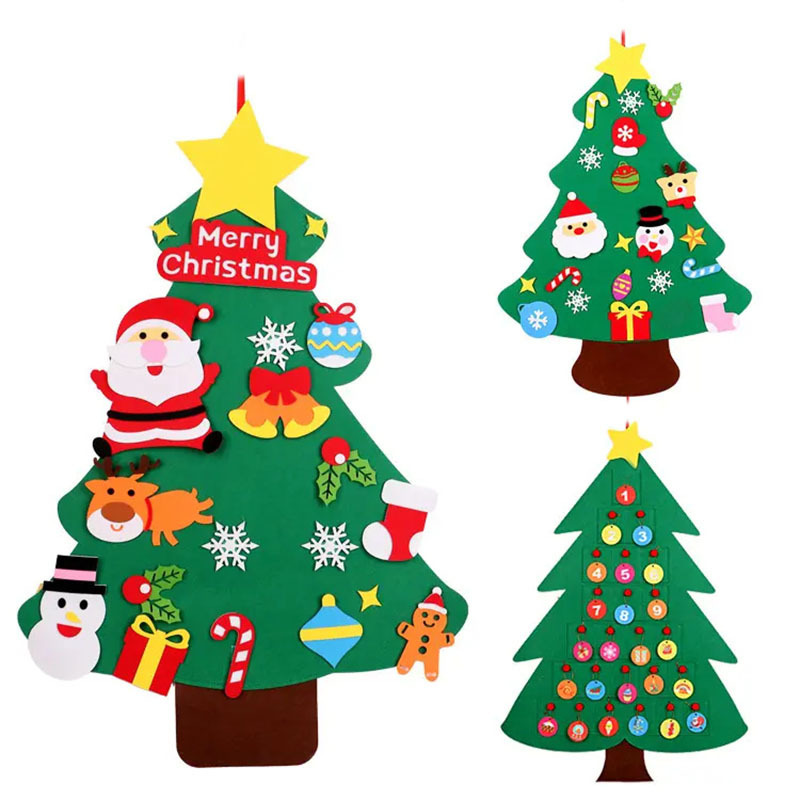 Upgraded Handmade Wall Hanging DIY Felt Christmas Tree Home Decoration 3D Felt Craft Kits Christmas Tree Set