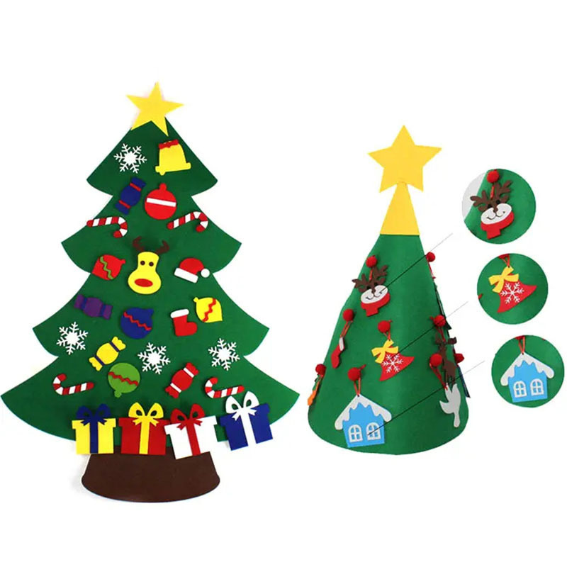 Felt Christmas Tree Decoration Gifts DIY Felt Christmas Wall Tree With Ornament Set For Kids New Year Party