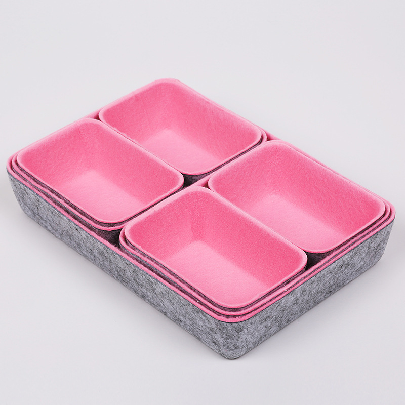 Spot Felt Storage Box Four-piece Home Accessories Felt Storage Box Plug-in Tool Container Toy Basket