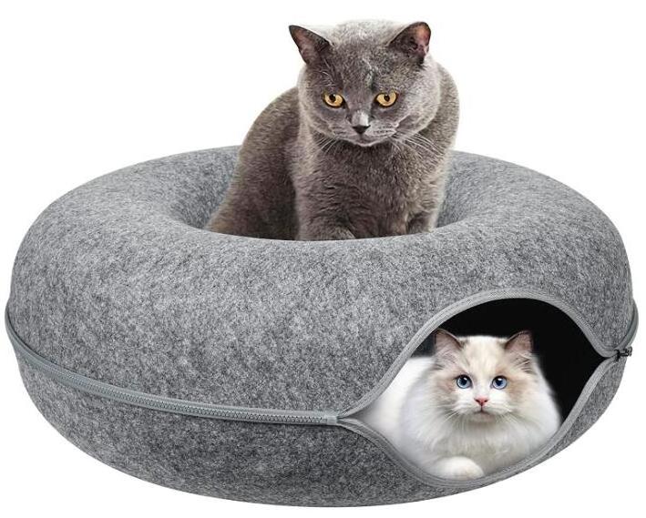 Luxury pet beds & accessories Scratch Resistant Detachable and Washable Large donut Cat tunnel Nest pet beds