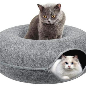 Luxury pet beds & accessories Scratch Resistant Detachable and Washable Large donut Cat tunnel Nest pet beds