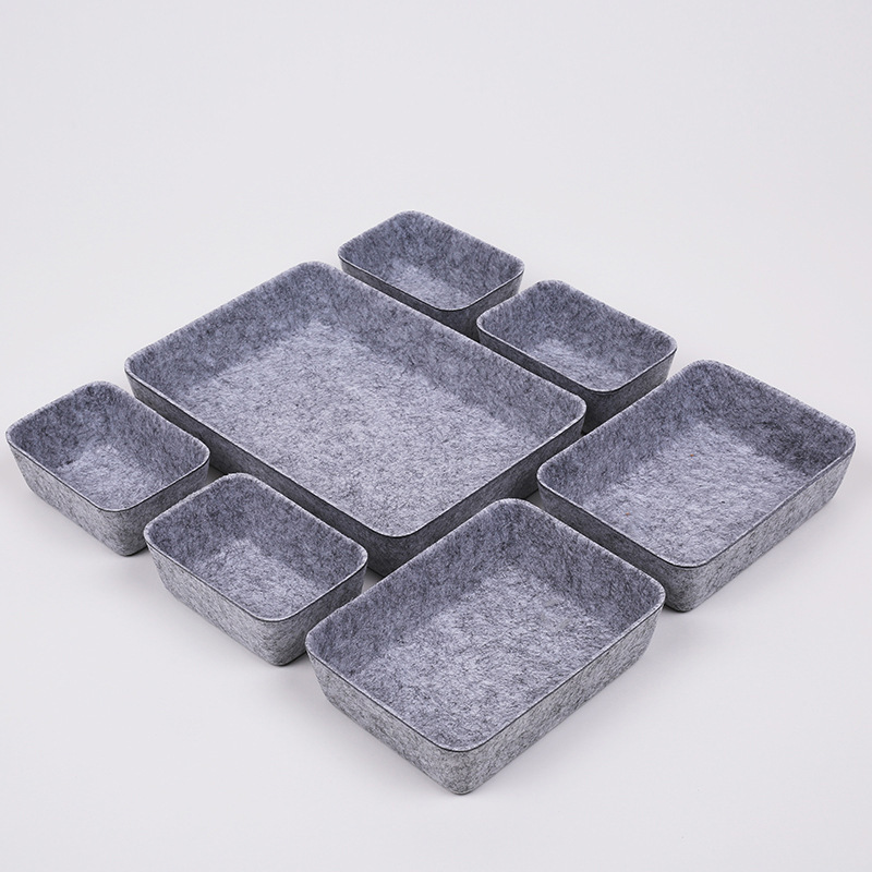 Multi-purposed storage and organizer bins makeup cosmetic made from recycled felt