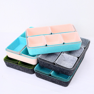 Recycled felt 7 pack drawer organizers bins for Cosmetic storage box