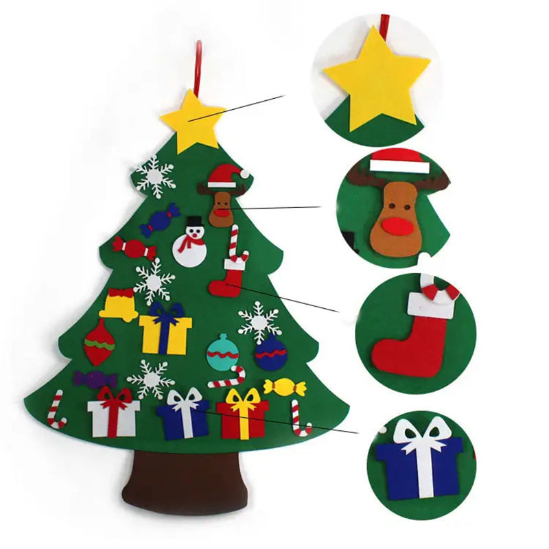 Felt Christmas Tree Decoration Gifts DIY Felt Christmas Wall Tree With Ornament Set For Kids New Year Party