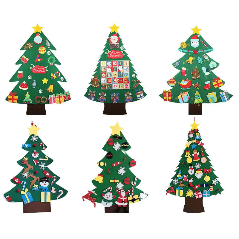 Upgraded Handmade Wall Hanging DIY Felt Christmas Tree Home Decoration 3D Felt Craft Kits Christmas Tree Set