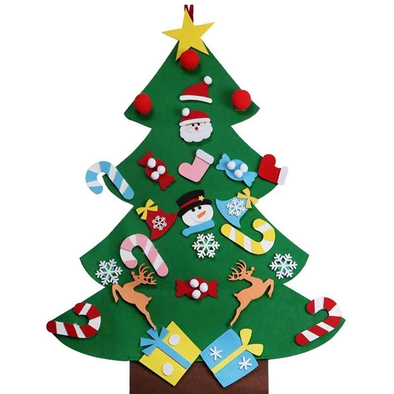 Wall hanging felt xmas tree DIY Felt Christmas Tree Xmas Gifts Kids Christmas Decorations with Hanging Ornaments