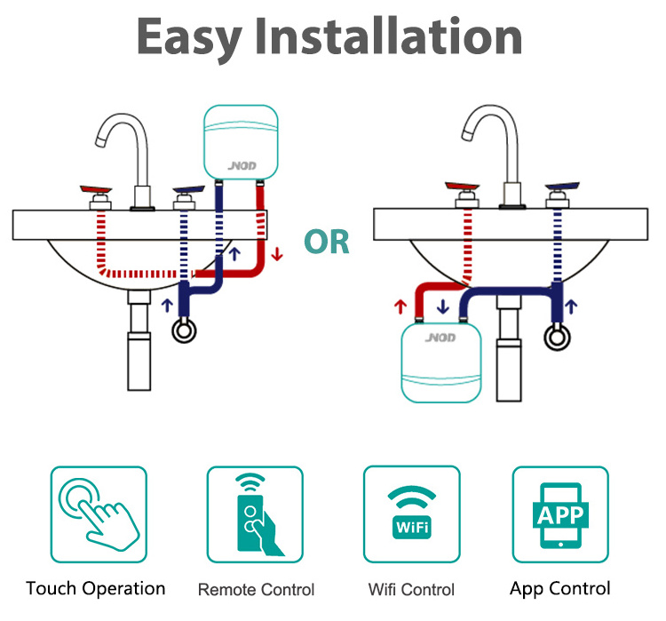 5.5kW Bathroom Kitchen RV Camping Garage Car Intelligent Wireless Tankless Electric Hot Water Heater Instant Geyser for shower