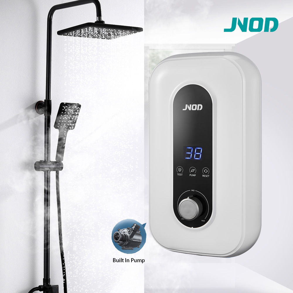 JNOD ELCB Booster Pump instant portable tankless electric shower hot water heater with pump for bath shower