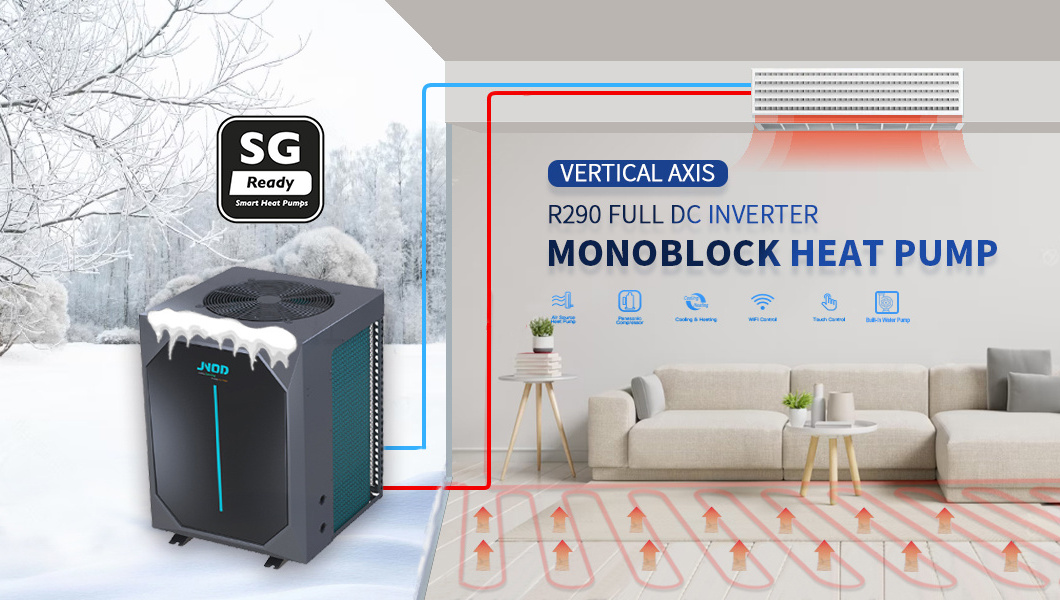 JNOD Monoblok Air Water 5kW Heat Pump Built-in Water Pump Winter for Floor Heating