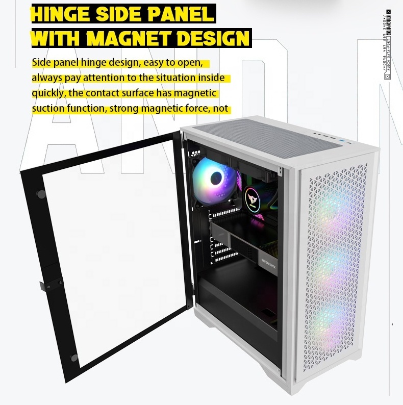 Grey Metal Computer Hardware PC Rgb Matx gaming Case For Gamer