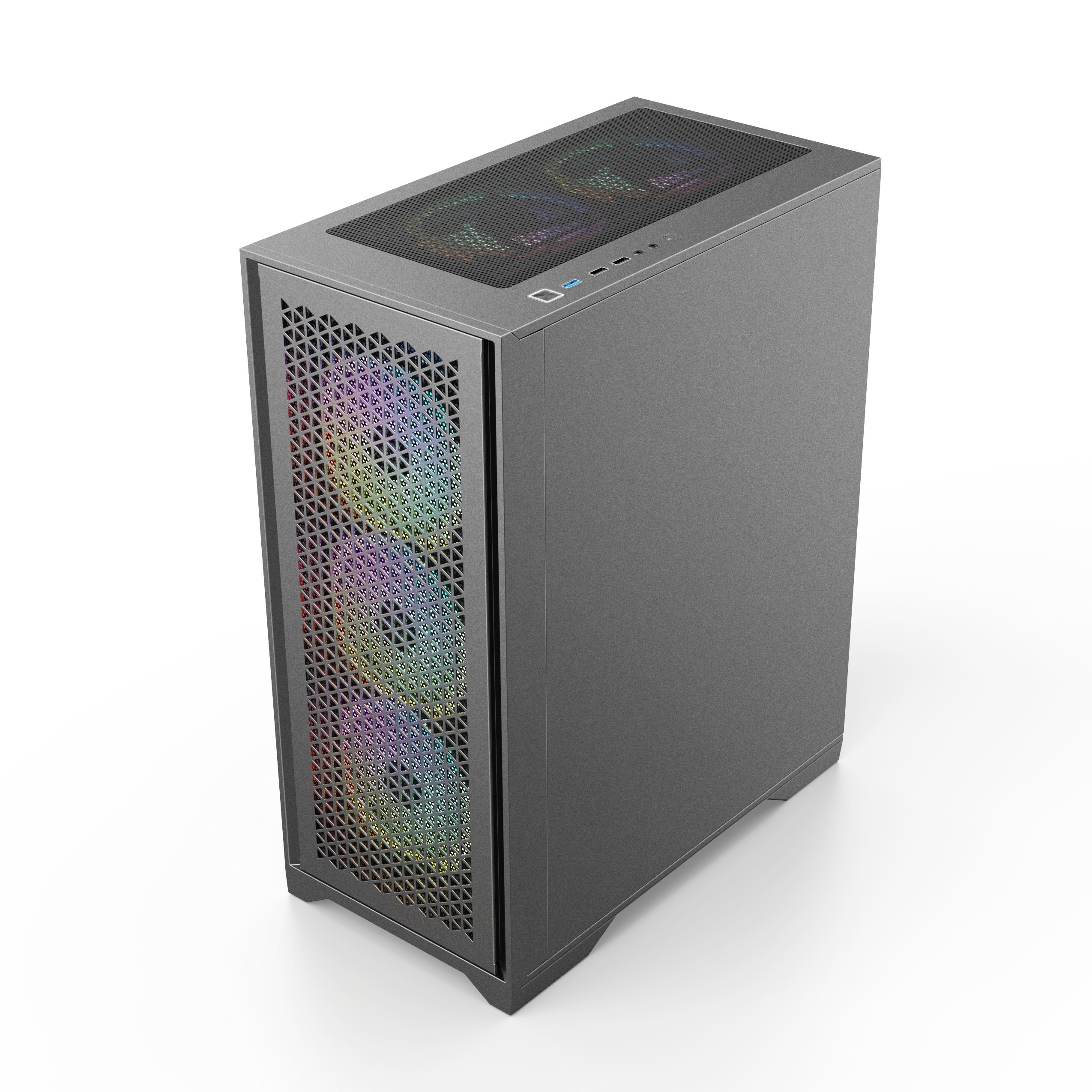 Grey Metal Computer Hardware PC Rgb Matx gaming Case For Gamer