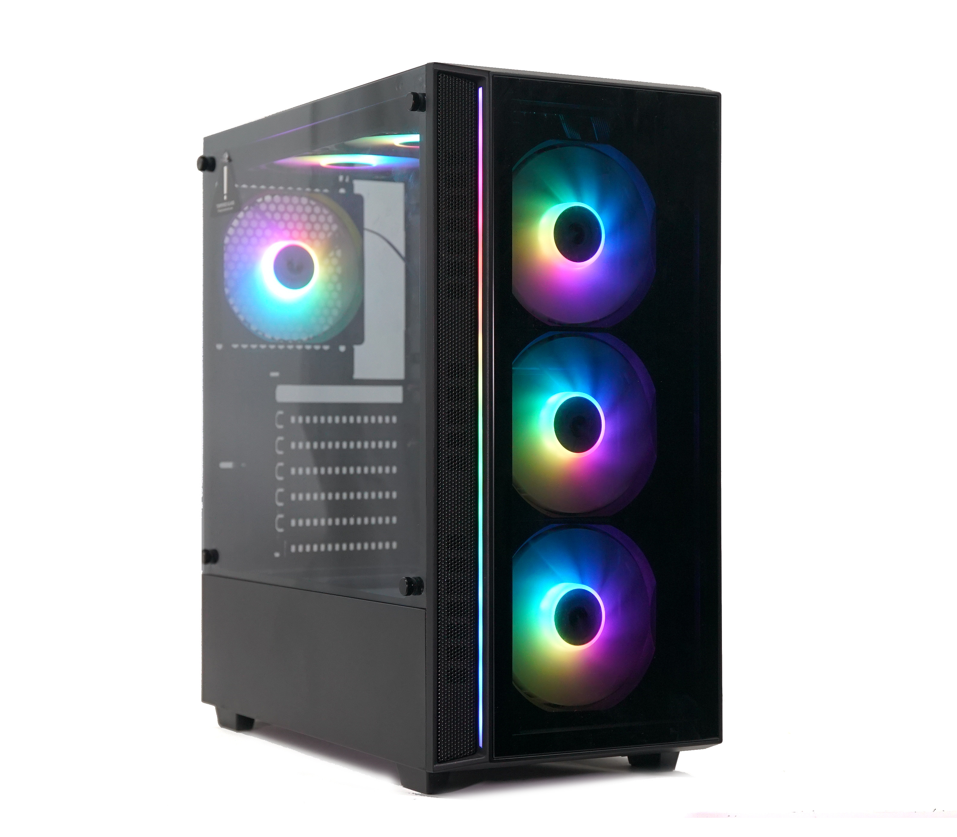 Flowing RGB Crystal High-end Black Glass ATX Water Cooler Computer Gaming Case