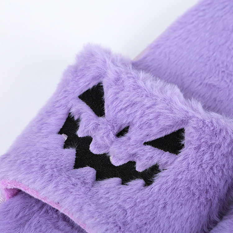 Wholesale Fashion Soft Couple Warm Unisex Funny Cute Halloween Pumpkin Monster Slippers