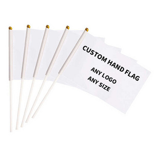 Wholesale Personalized Design Logo Small Mini Stick Flag Custom Hand Held Waving Flag With Plastic Pole aLL