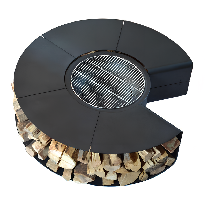 All-Weather Dining and Grilling - Quality Round Fire Pit Table with BBQ Functionality