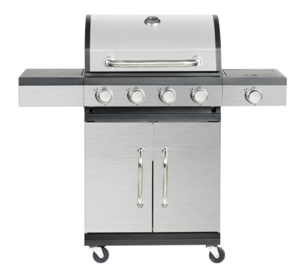 4+1 Burner Gas Grill 13.7KW with Side Burner Stainless Steel Barbecue Grill Outdoor Enamel cast iron cooking grids