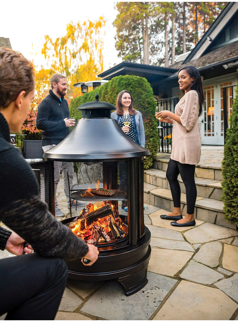 Enhance your patio with a wood-burning fire bowl, a modern addition to your outdoor decor