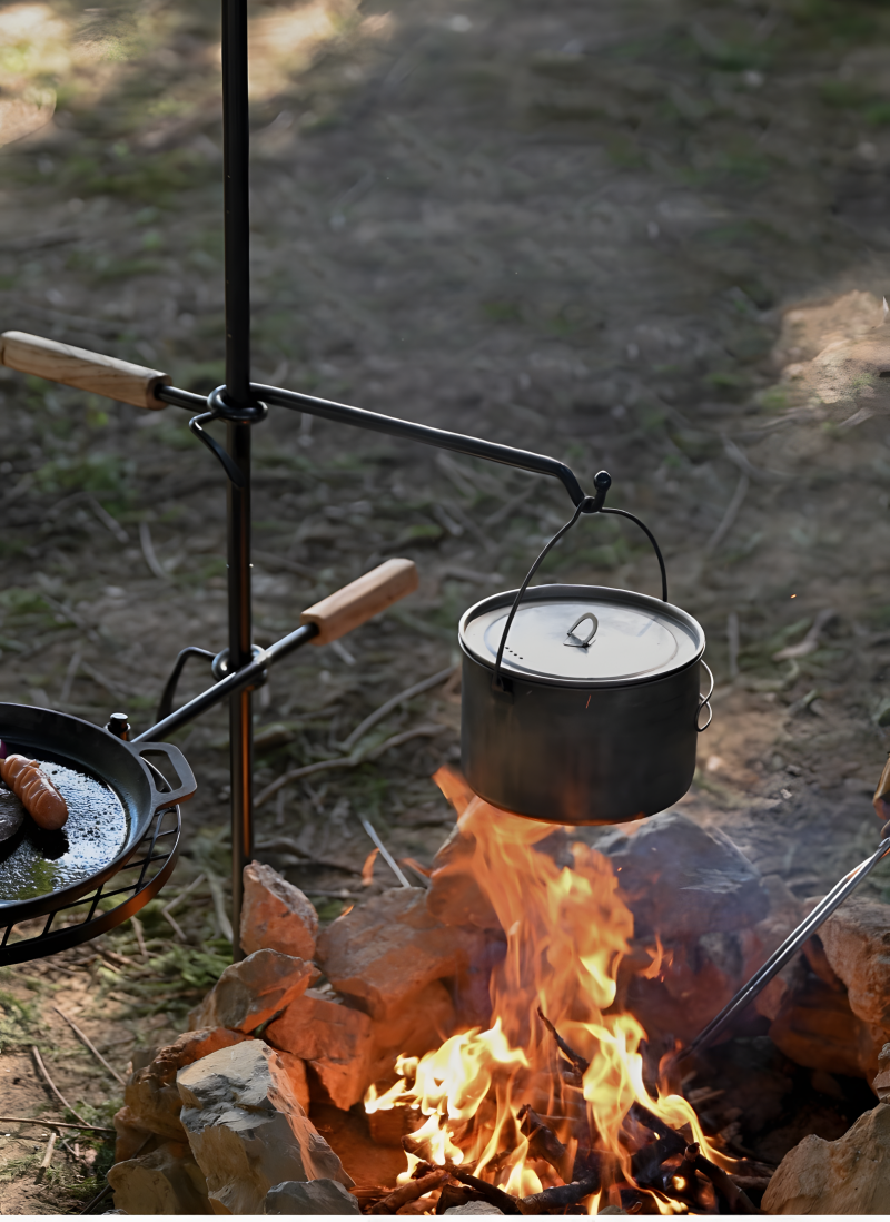 Camping Grill Fire Pit Grill Adjustable Campfire Grill Multifunctional BBQ Equipment for Outdoor BBQ and Picnic