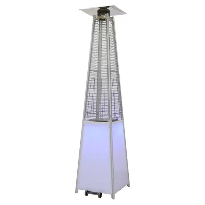 Propane pyramid gas patio heater with LED light