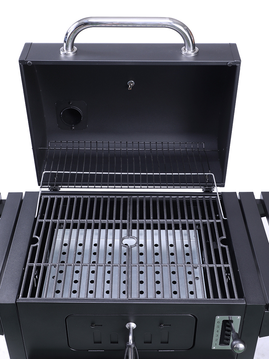 Courtyard Square BBQ Grill Large Hand Barbecue Grill OEM Can Be Customized Outdoor Black Iron Flambe Trolley Garden Trolley