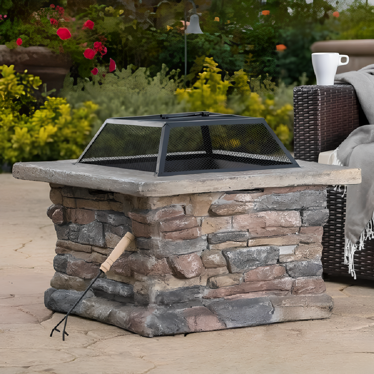 Outdoor Metal Fire Pit - Durable Wood Burning Firepit for Patio Round Wood Burning Firepit for Backyard Gatherings