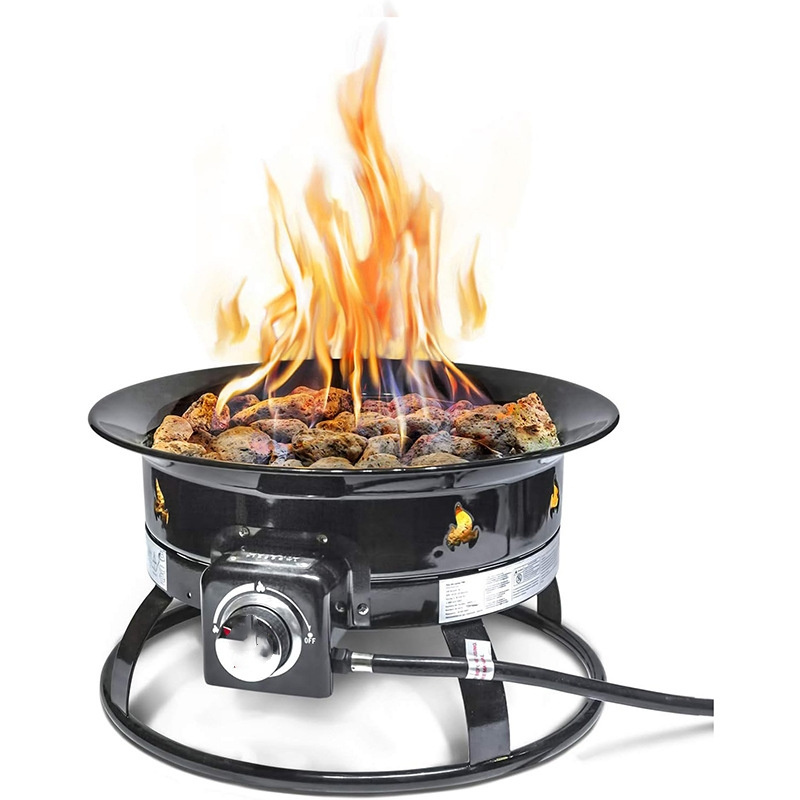 Explore the convenience of a portable 19-inch gas fire pit, perfect for camping