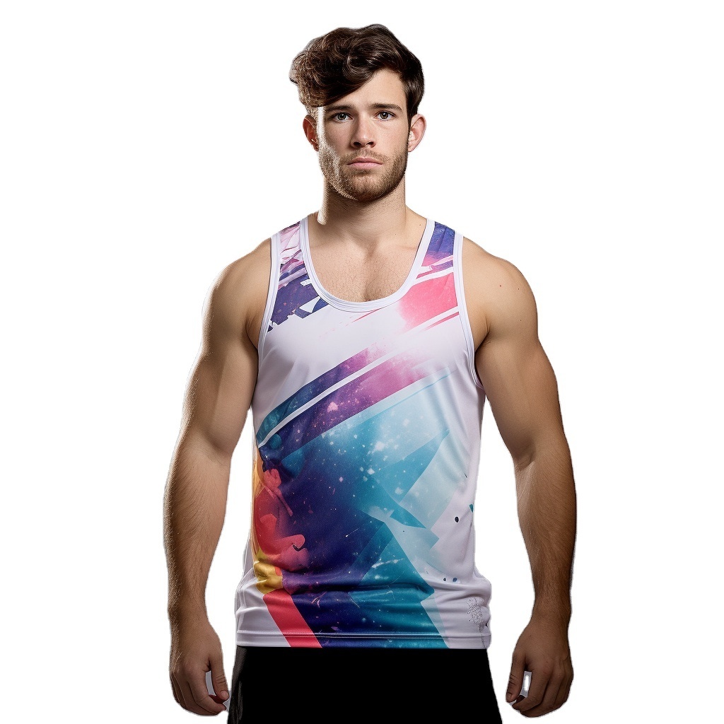 Custom Men 100% Polyester Dry Fit Sublimation Running Singlet