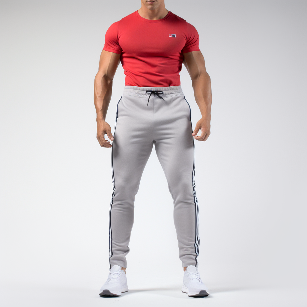 Custom 95%polyester 5%spandex screen printing casual gym men's pants for men