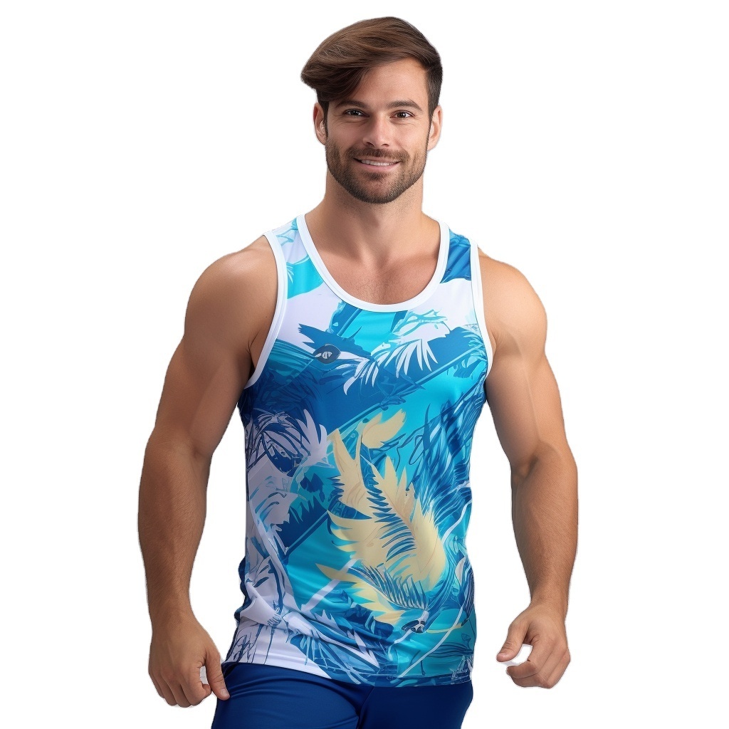 Custom Men 100% Polyester Dry Fit Sublimation Running Singlet