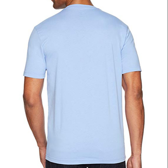 Men 100 cotton custom plain dyed blank v neck short sleeve t shirt with pocket