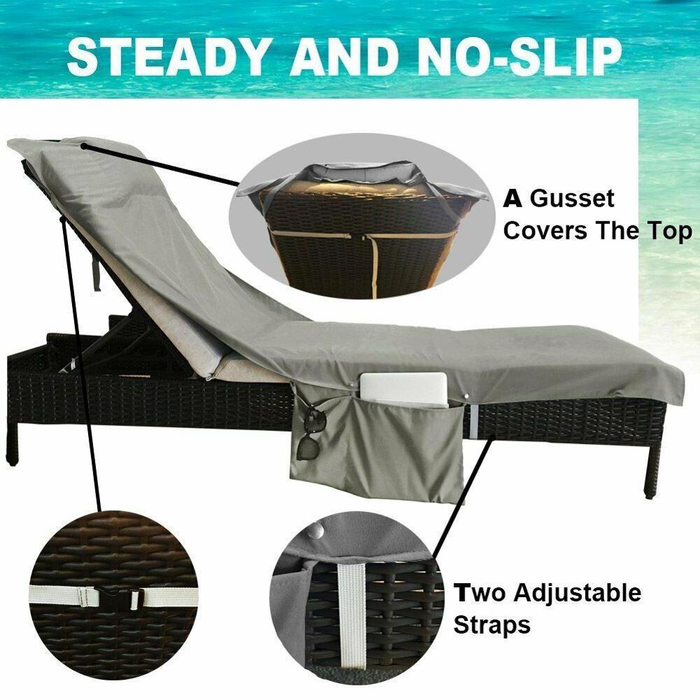 Lounge chair cover pocket fold beach towel with inflatable pillow and bag