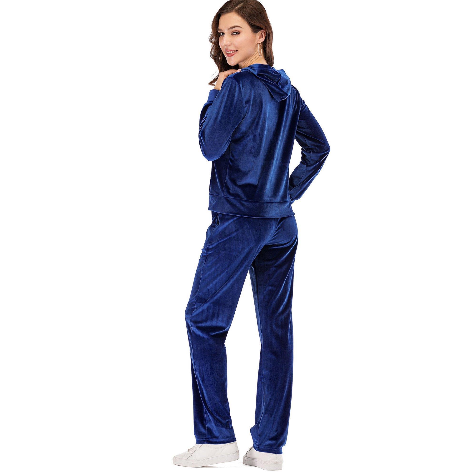 Factory directly High Quality Custom Blank Velour Tracksuit For Women, Velour Hoodies And Pants 2pcs Set