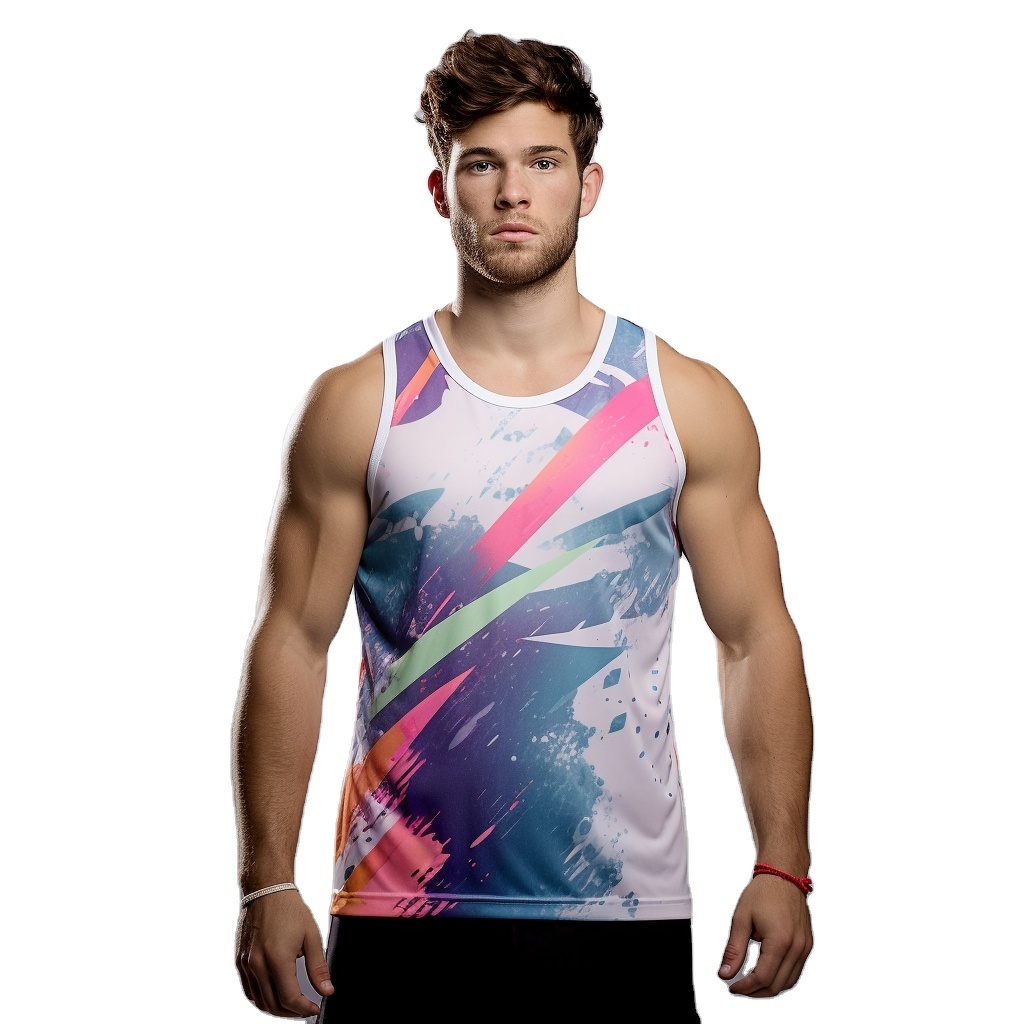 Custom Men 100% Polyester Dry Fit Sublimation Running Singlet