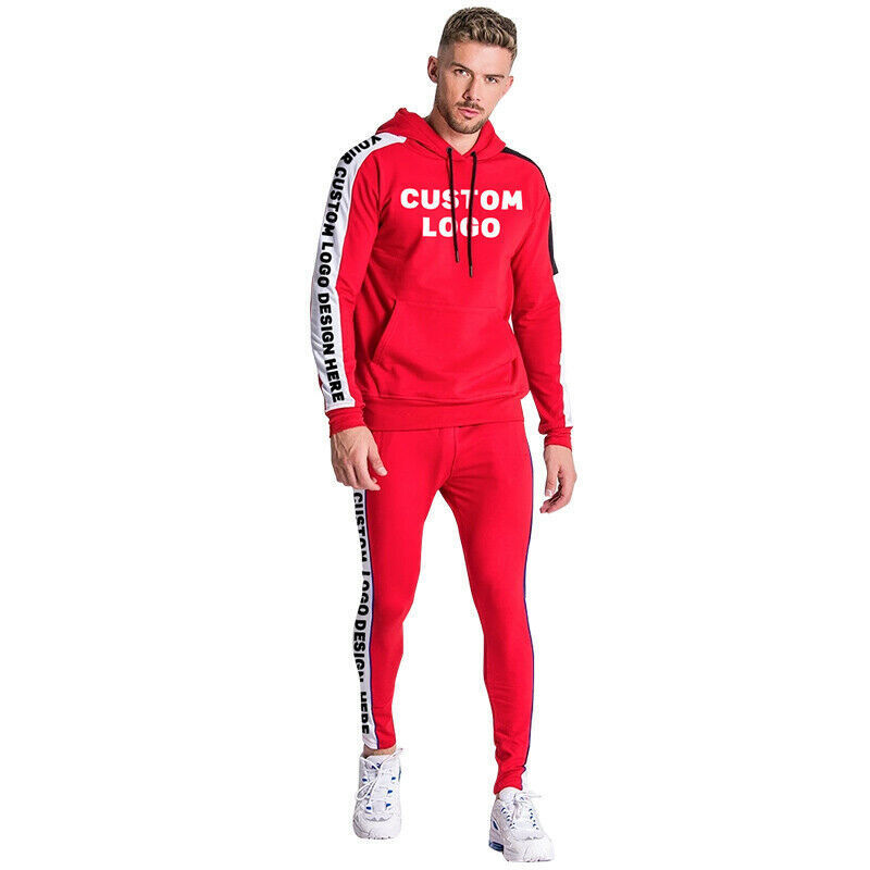 Fashion trendy tracksuits custom logo red tracksuit men french terry sweatsuit