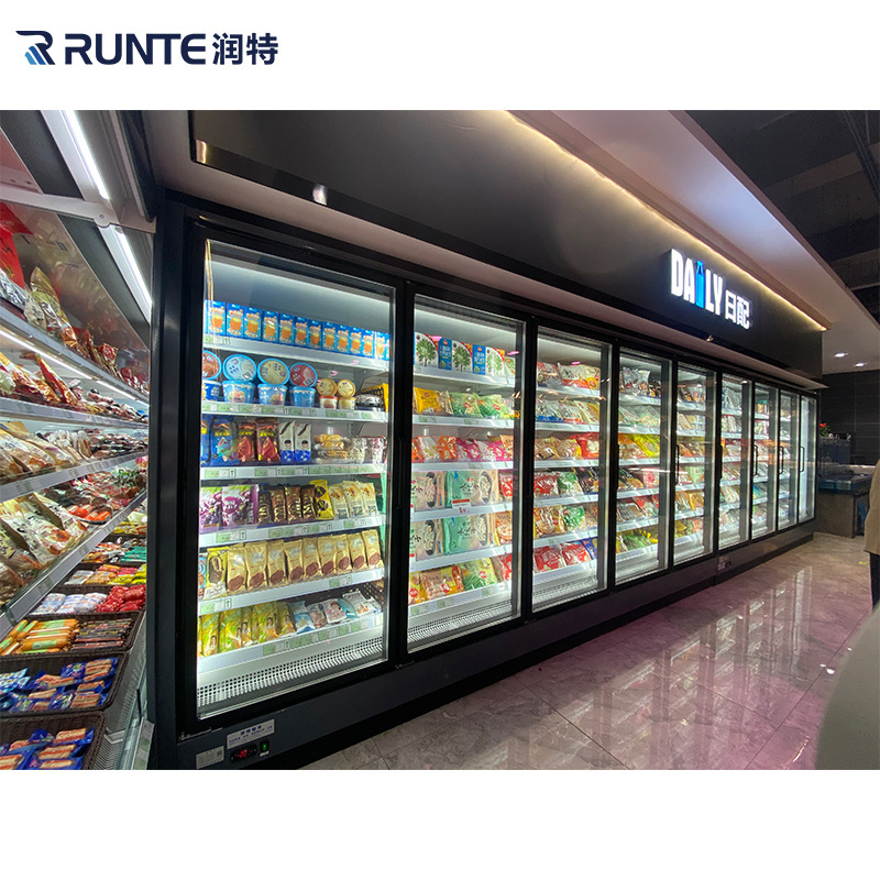 Runte 3 door display fridge/display freezer/glass door freezer for frozen food